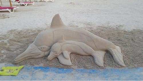 dolphin sand sculpture Mallorca